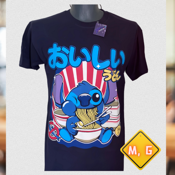 Playera de stitch y ramen.